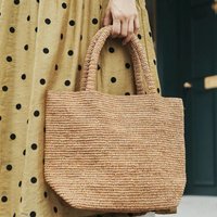 Simple Rafia Grass Handwoven Large Capacity Women's Shoulder Bag Summer Beach Bucket Bag
