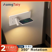 Lampa ścienna do sypialni z szybkim ładowaniem USB 3W Obrotowy reflektor Lampka do czytania przy łóżku do dekoracji wnętrz Tło kinkiet ścienny lampa sufitowa kinkiety na ścianę lampa elewacyjna