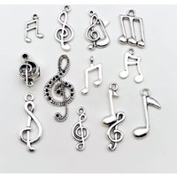 10/20pcs Musical Symbols Shaped Charms Zinc Alloy Antique Silvery Pendants For Jewelry Making Findings Crafting Accessory