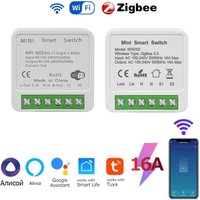 Tuya ZigBee Breaker WiFi Smart Switch 2Way Breaker Relay Module 220V 110V 16A Smart Life APP Voice Control For Alexa Google Home