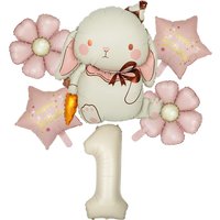 6pcs Rabbit Carrot Pink Daisy Flower Star Cream Number Balloon Set Girl Birthday Wedding Anniversary Party Decoration Babyshower