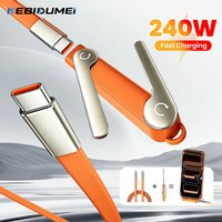 KEBIDUMEI 240W 2-in-1 USB C To Type C Fast Charging Foldable Bracket Data Cable For iPhone 17 Detachable Cables type c Adapter