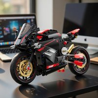 NEW Technical Motorcycle Building Blocks, 1:5 Scale V4 Motorbike Model Kit, MOC Mechanical Bricks, Father Day Toy Gift