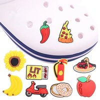 1-11Pcs Delicious Food Pizza Banana Bagel PVC Shoe Buckle Charms Accessories DIY Kids Flower Birthday Present