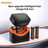 PHOMAX New Fast Charger Box&Rechargeable Battery, 1.5V AA 4200mWh Lithium Battery for Remote Control Mouse Smart Door Lock Toy