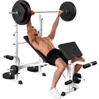 Homcom Schrägbank mit verstellbarem Langhantelhalter, Beinstrecker und Preacher Curl für das Fitnessstudio