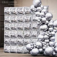 25/100pcs Silver Balloons Garland Arch Kit Square Foil Backdrop Balloons Wall for Birthday Graduation Christmas Wedding Decor