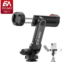 Phone Holder Mount Tripod Phone Bracket Microphone Stand Dual Cold Shoe Clip EVUMO PM11 Cellphone Clamp for 1/4'' Screw Tripod