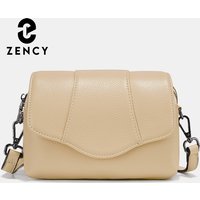 Zency Retro-Shell-Tasche aus echtem Leder für Damen, einfache Schultertasche mit mehreren Fächern, Umhängetasche, modische Damen-Umhängetasche