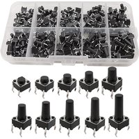 100/180/200Pcs 6*6 Tact Tactile Push Button Switch 4.3mm-13mm DIP 4Pin Micro Switch 6x6 Keys Tact ON/OFF 10 Models for Arduino