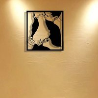 Elegant Renaissance Metal Wall Sculpture - Minimalist Kissing Couple Line Art, Modern Abstract Decor
