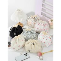 1-teilige Make-up-Tasche mit floralem Kordelzug, Make-up-Tasche zur Aufbewahrung von Toilettenartikeln im Badezimmer, unverzichtbare Reise-Make-up-Tas