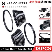 K&F CONCEPT 18-teiliges Kameraobjektiv-Filter Step-Up/Down-Adapterring-Set 37-82mm 82-37mm für Canon Nikon Sony DSLR-Kameraobjektive
