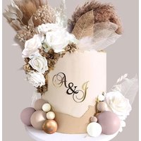 Brown Beige Balls Boho Cake Topper Boho Cake Decorations Cake Flowers Decorations Floral Cake Topper Flower Cake Topper