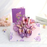 3D Floral Butterfly Foil Greeting Card, Handmade Paper-Cut Blessing Message Card for Mom, Includes Envelope, Mother's Day Gift