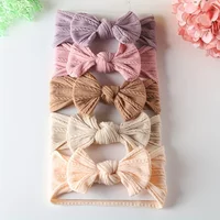 hair Bows Nylon Headbands Baby Girls Kids Soft Bows Knot Turban Hair Bands Baby Hair Accessories Children Headwear 5pcs/lot