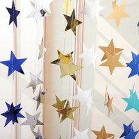 4M Gold Silver Paper Star Garland For Wedding Kids Boy Girl Birthday Party Decorations Baby Shower Home Wall Hanging Banner