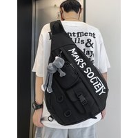 ex Large Capaci Sports Sling Bag Crossbody Bapa Casual Nylon Material Zipper Closure Korean Sle Pure Color Leisur...