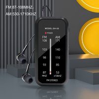 Mini AM FM Stereo Radio Includes Headphones Portable Battery Operated Radio with Back Clip for Walk Jogging Camping