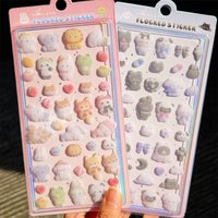 1pc New Kawaii Cartoon Rabbit Animal 3d Relief Plush Stickers Cute Girl DIY Phone Case Luggage Decoration Sticker Kid Party Gift