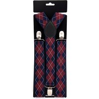 Men's Retro Argyle Woven Jacquard Suspenders Y-Back Adjustable Elastic Braces with Strong Metal Clips for Business Wedding Party