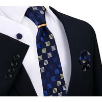 Men Ties with Ring Brooch Pin Set Brand Designer Paisley Plaid Necktie Handkerchief Cufflinks Wedding Party Gift Men Accessories