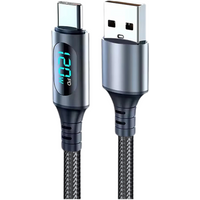 120W USB Type C Fast Charging Cable 6A High Speed Charging Wire Digital Display Durable Cable For iPhone Huawei Xiaomi OPPO VIVO