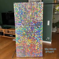90x180cm Shimmer Wall Backdrop 18Pcs Iridescent Silver Sequin Shimer Wall Panels for Birthday Party Wedding Marriage Decorations