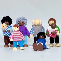 8pcs/set Simulation Wooden Furniture Miniature Toy Story-telling Figures Mini Wood Family Doll Dressed Movable