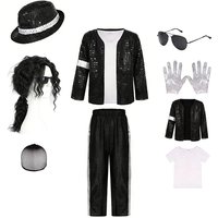 Vêtements pour enfants Michael Jackson, déguisement d'Halloween, fête d'anniversaire, spectacle de danse, costume pour enfants, star pop, tenues pour garçons et filles