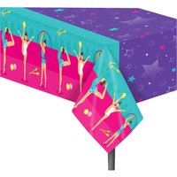 130*220cm Sweet Cartoon Women Gymnastics Birthday Party Disposable Tablecovers Tablecloths Kitchen Placement Baby Shower Decors