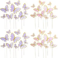 100Pcs Butterfly Cupcake Toppers Cake Decoration Set Eye-Catching Adorable Cake Topper for Birthday Celebration Party Decor