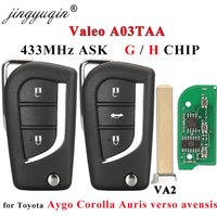 jingyuqin VA2 Flip Remote Car Key Fob 433MHz H-8A for Toyota Aygo Corolla Auris /G Chip fit Verso Avensis S000048000 A03TAA