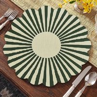 VIKAMA 4/6pcs small fresh green lace striped placemat for daily kitchen and dining room easy to clean table mat table decor