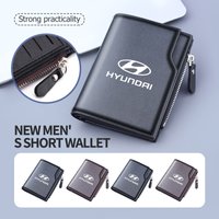 For Hyundai Car Styling Leather Men Wallets Vintage Trifold Wallet Zip Coin Pocket Purse I30 I20 IX35 I40 Tucson Getz Veloster
