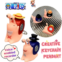 One Piece Luffy Ace Chopper Keychain Pendant Creative Personalized Voice Recorder Button Sound Educational Toy Birthday Gift