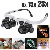 2XLED Watch Jeweler Repair Magnifier Head-Mounted Headband Adjustable Magnifying Head Eye Glasses Loupe Lens 8X 15X 23X image 3