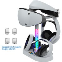 PG-P5V001 Magnetic RGB Charging Dock for PS5 Console & PS VR2 – Dual Controller Charger, Headset & Glasses Storage Station
