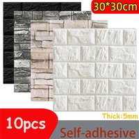 10pc 5MM Self Adhesive Wallpaper 3D Foam Wall Panel Living Room Waterproof Moistureproof Bedroom Children's Room Home Decor Wall