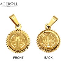 ACEROLL Stainless Steel Catholic Pendant Charms of Saint Benedict Medal for Children for Girl