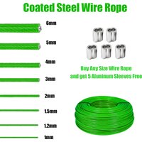 1/1.2/1.5/2/3/4/5/6mm Steel Wire Rope Green Coated PVC Plastic Coated Stainless Cable With Super Strong Load-Bearing Capacity