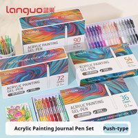 Languo Acrylic Painting Gel Pen Set 36/90 Colors Retractable 0.7mm Handbook Pen Multi-Color Student Writing Drawing Marker Pens