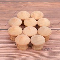 New 10pcs Handles 2.4X2CM Natural Wooden Cabinet Drawer Wardrobe Knobs Pull Handle