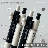 4 Pcs Cute Cat Style Gel Pen Set 0.5mm Fun Black Quick-Drying Pen Creative Shape Writing Pen For Study & Office Use