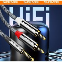 SUNKANDI RCA to 3.5mm Audio Cable,3.5mm to 2 RCA Male to Male Stereo Aux Cord for Smartphones, MP3, Tablets, Speakers, HDTV