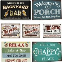 Welcome to Our Patio Sign Outdoor Decor - Backyard Bar Garden,Classic Metal & Tin Signs,Outdoor Lawn & Garden Decor,Friend Time