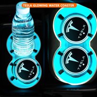 2Pcs 7 Colors Car LED Luminous Water Cup Pads Auto Coaster Mats For Tesla Model Y Juniper Model 3 Highland X S 2026 Accessories