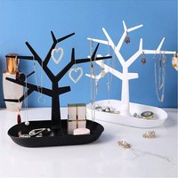 Desktop Jewelry Tree Organizer Multi-Functional Earring Necklace Display Stand Minimalist Branch Jewelry Rack With Storage Tray