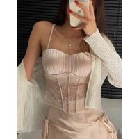 Romantic Beaded Satin High-End Lace Wedding Dress with Extended Vest-Style Back Bra