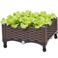 Mobile wheeled outdoor planter box, suitable for growing vegetables, flowers and fruit trees.